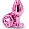 Plug bijou aluminium chromé rose M - 94edenstreet.com - sexshop en ligne