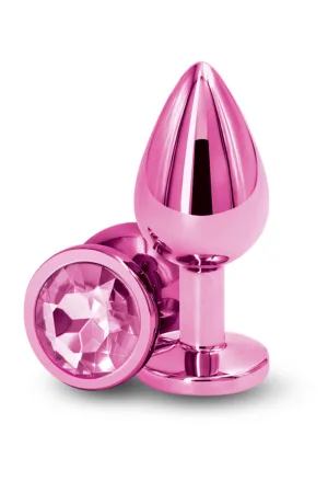 Plug bijou aluminium chromé rose M - 94edenstreet.com - sexshop en ligne