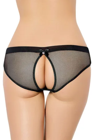 Culotte ouverte en résille noire - 94edenstreet.com - sexshop en ligne