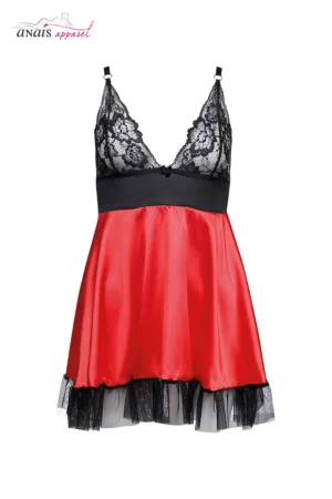 Nuisette dentelle et satin Lisbeth – Anaïs - 94edenstreet.com - sexshop en ligne