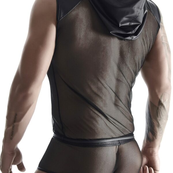 T-shirt à capuche wetlook et mesh – Regnes