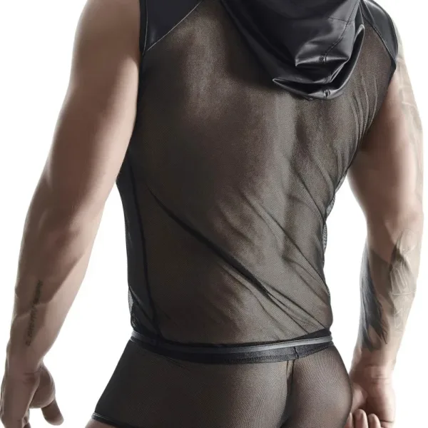 T-shirt à capuche wetlook et mesh – Regnes
