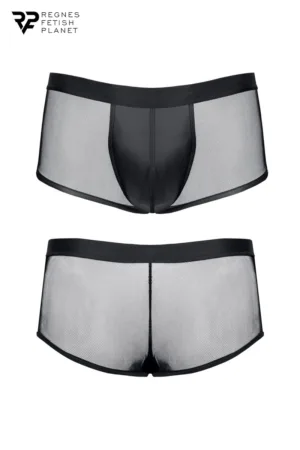 Boxer noir wetlook et mesh – Regnes - 94edenstreet.com - sexshop en ligne
