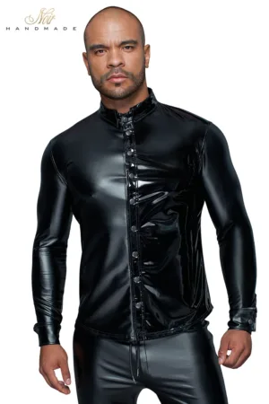 Chemise wetlook et vinyle H064 - 94edenstreet.com - sexshop en ligne