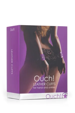 Menottes Premium en cuir violet – Ouch - 94edenstreet.com - sexshop en ligne