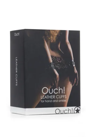 Menottes Premium en cuir noir – Ouch - 94edenstreet.com - sexshop en ligne