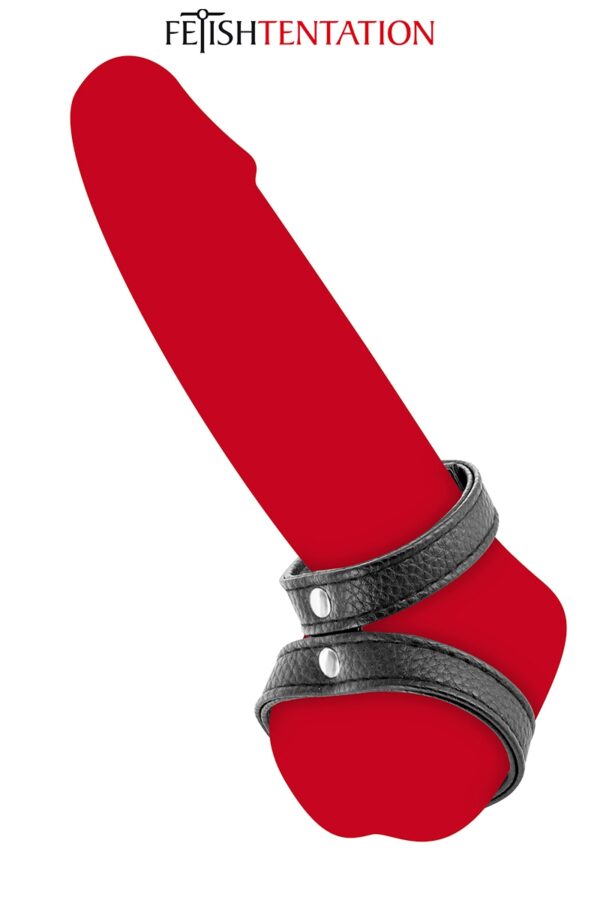 Double cockring simili cuir – Fetish Tentation - 94edenstreet.com - sexshop en ligne