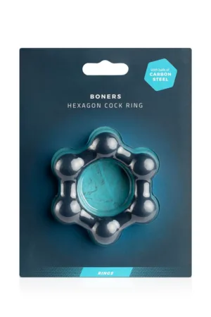 Cockring Hexagonal avec billes en acier – Boners - 94edenstreet.com - sexshop en ligne