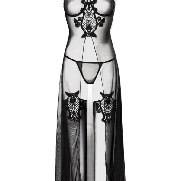Set déshabillé tulle et dentelle 2 pièces – Grey Velvet
