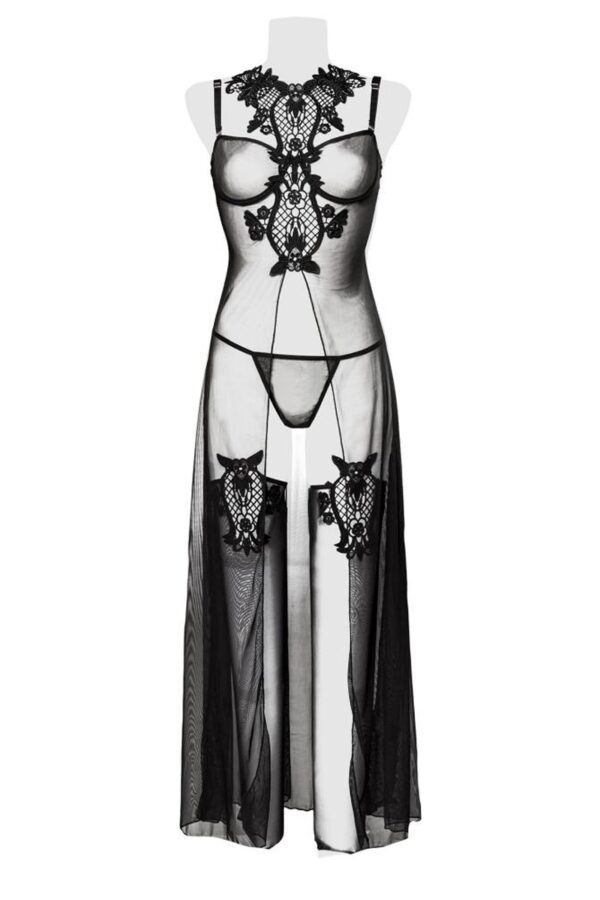 Set déshabillé tulle et dentelle 2 pièces – Grey Velvet - 94edenstreet.com - sexshop en ligne