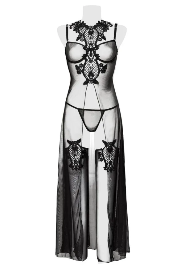 Set déshabillé tulle et dentelle 2 pièces – Grey Velvet - 94edenstreet.com - sexshop en ligne