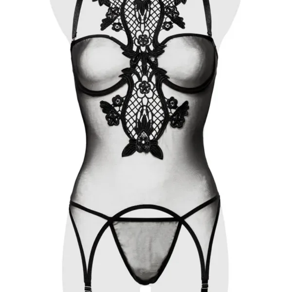 Guépière tulle avec décolleté dentelle – Grey Velvet
