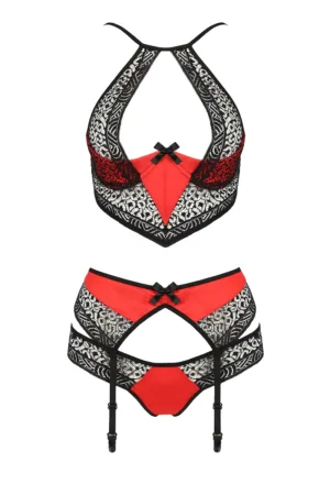 Ensemble à jarretelles Scarlet rouge – Passion - 94edenstreet.com - sexshop en ligne