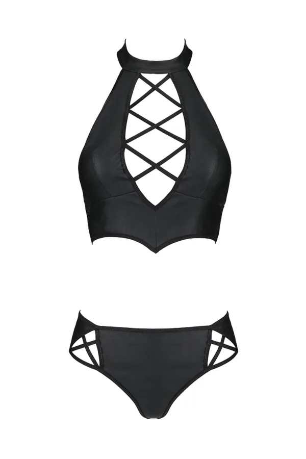 Bustier et string faux cuir Nancy – Passion - 94edenstreet.com - sexshop en ligne