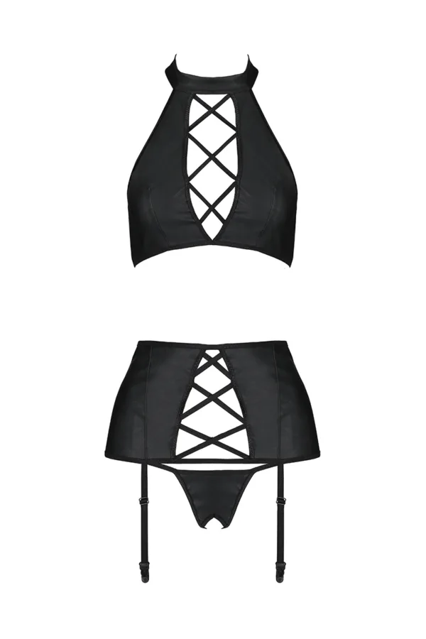 Ensemble sexy faux cuir Nancy – Passion - 94edenstreet.com - sexshop en ligne
