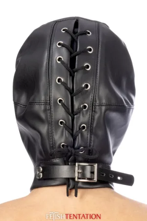 Cagoule BDSM fermée simili cuir – Fetish Tentation - 94edenstreet.com - sexshop en ligne