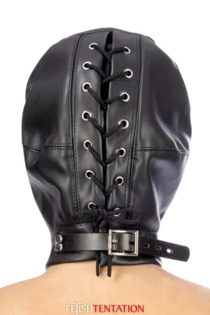 Cagoule BDSM simili cuir avec baillon amovible – Fetish Tentation - 94edenstreet.com - sexshop en ligne