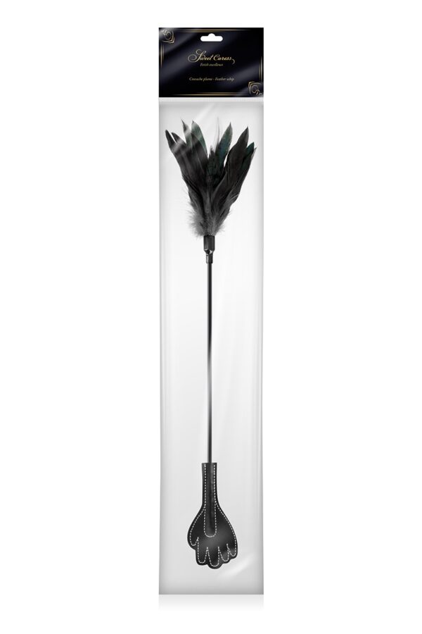 Mini cravache main avec plumes noires – Sweet Caress - 94edenstreet.com - sexshop en ligne
