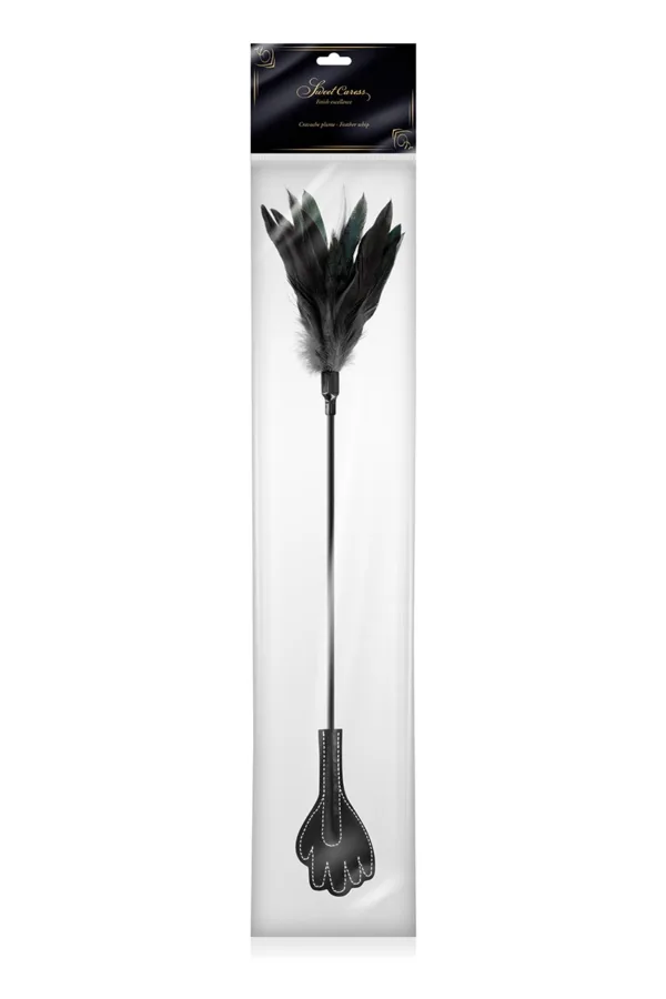 Mini cravache main avec plumes noires – Sweet Caress - 94edenstreet.com - sexshop en ligne