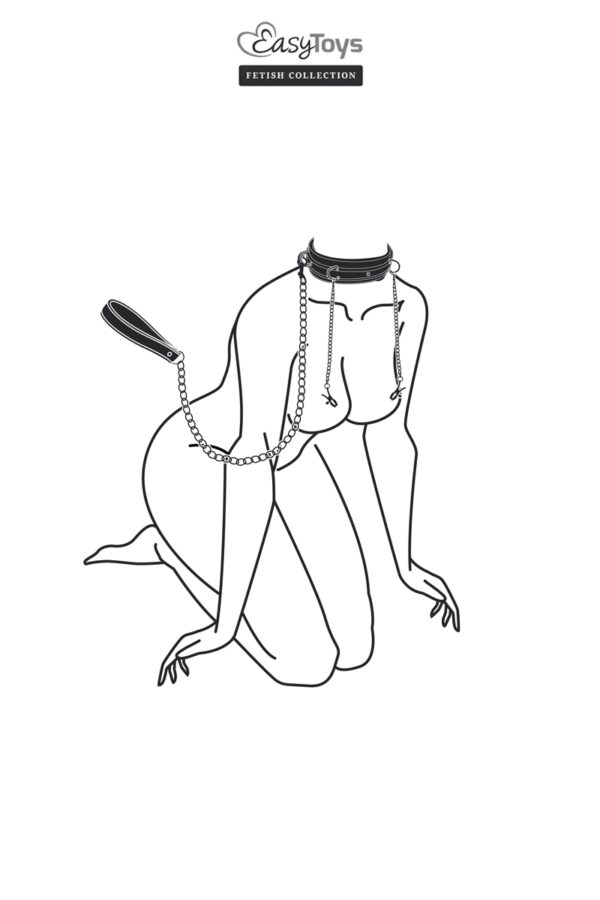 Collier cuir avec chaînes de seins - Easytoys Fetish Collection – Image 2