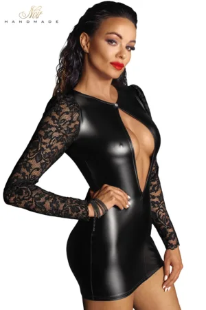 Mini robe wetlook et dentelle F253 - 94edenstreet.com - sexshop en ligne