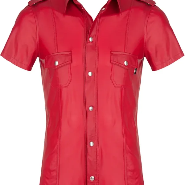 Chemise manches courtes wetlook rouge Carlo – Regnes