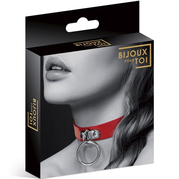 Collier Fetish rouge avec anneau – Bijoux Pour Toi
