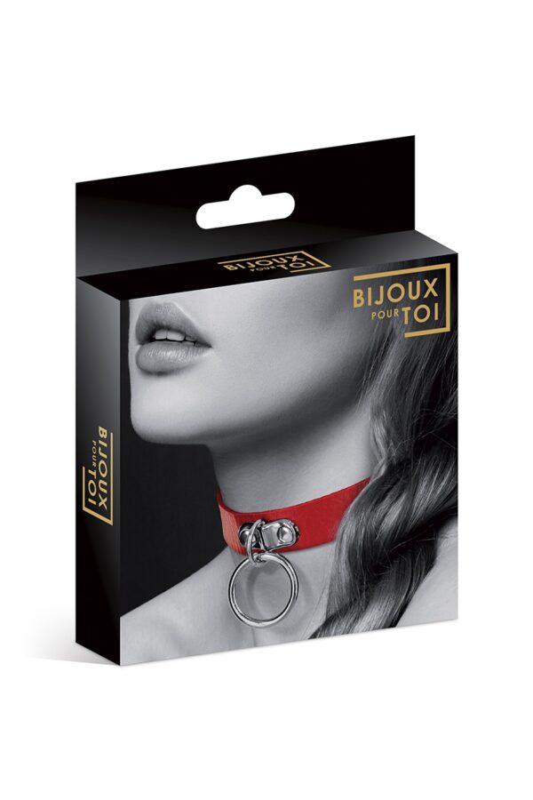 Collier Fetish rouge avec anneau – Bijoux Pour Toi - 94edenstreet.com - sexshop en ligne
