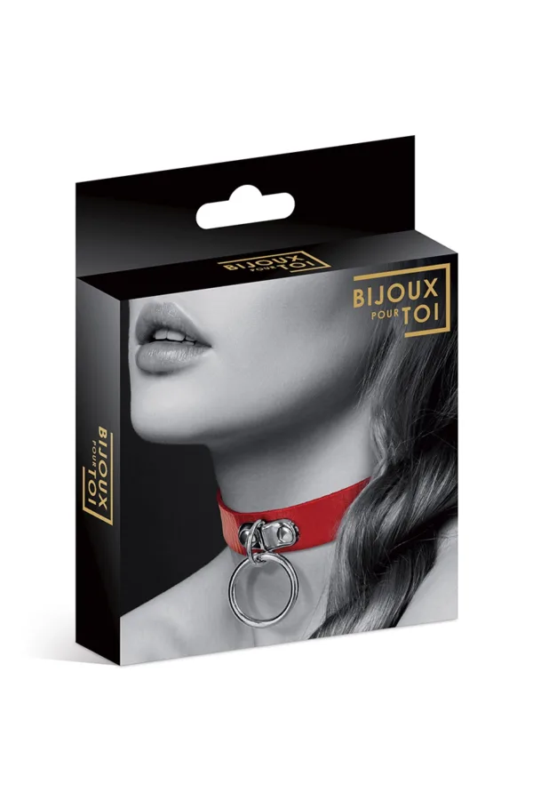 Collier Fetish rouge avec anneau – Bijoux Pour Toi - 94edenstreet.com - sexshop en ligne