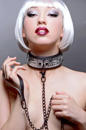 Collier argenté avec laisse – Master Series - 94edenstreet.com - sexshop en ligne