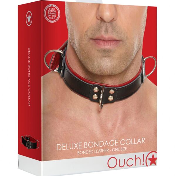 Collier Bondage Deluxe rouge et noir – Ouch!