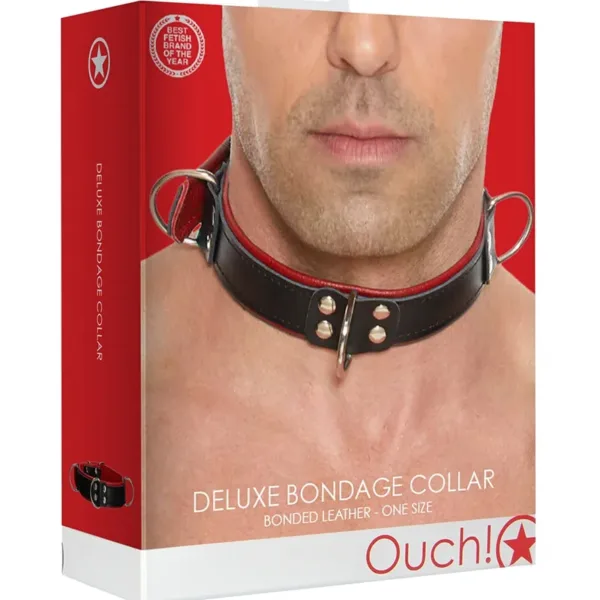 Collier Bondage Deluxe rouge et noir – Ouch!