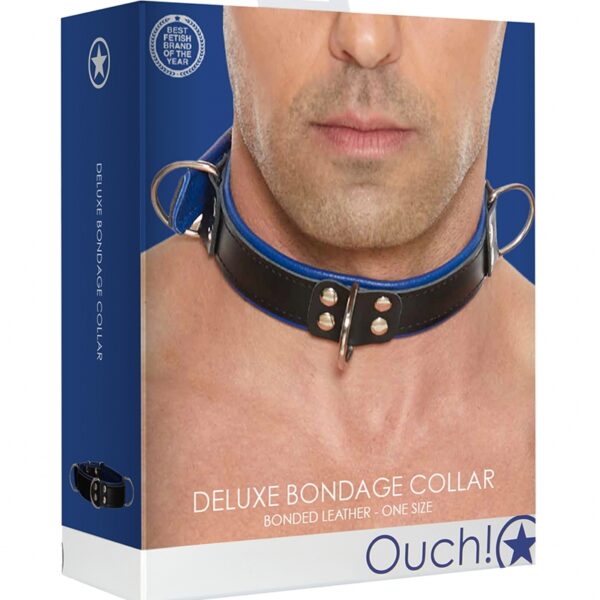 Collier Bondage Deluxe bleu et noir – Ouch!