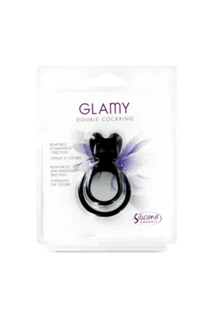 Double Cockring noir Glamy - 94edenstreet.com - sexshop en ligne
