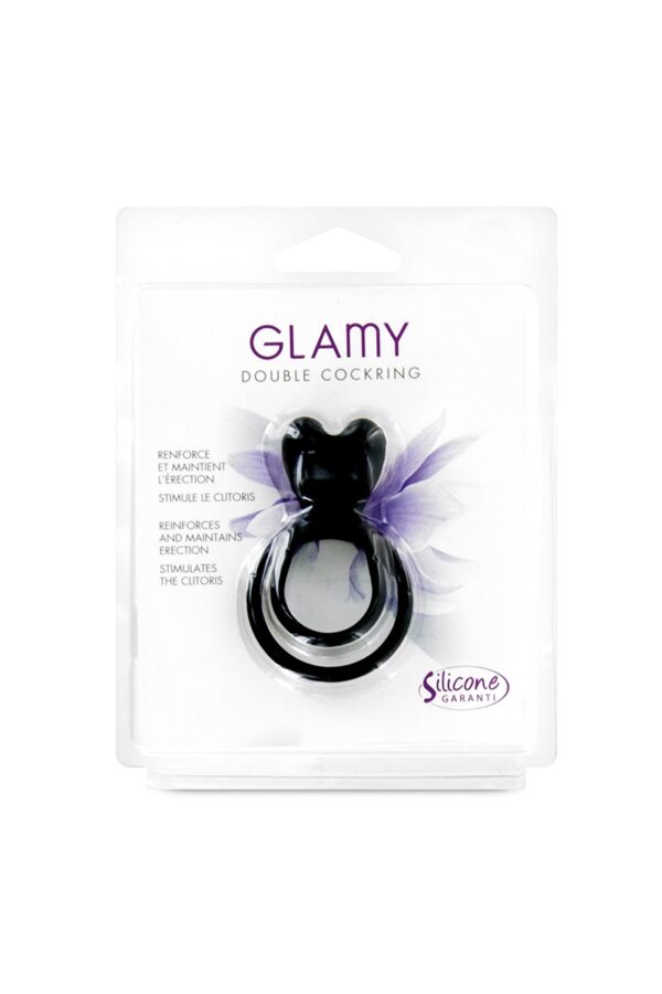 Double Cockring noir Glamy - 94edenstreet.com - sexshop en ligne