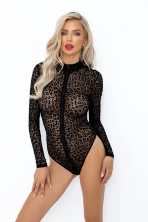 Body zippé tulle léopard F287 - 94edenstreet.com - sexshop en ligne