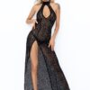 Robe longue fendue en tulle léopard F288 - 94edenstreet.com - sexshop en ligne