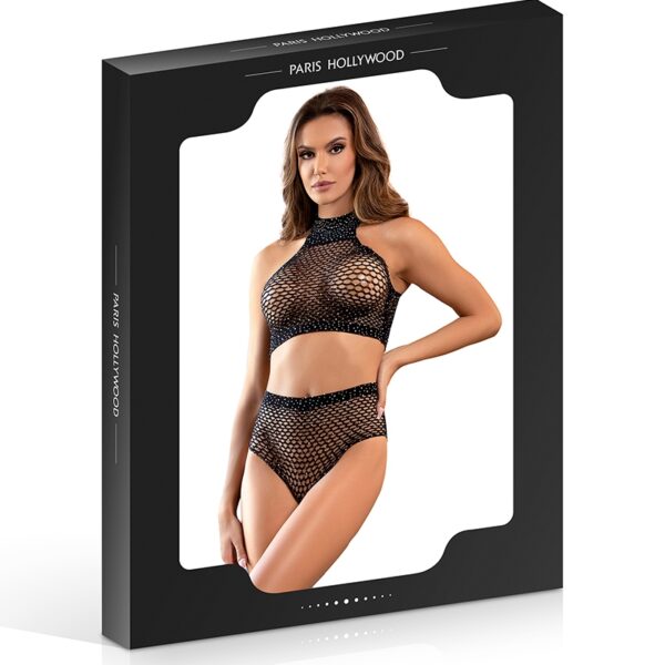 Ensemble 2 pièces résille et strass – Paris Hollywood
