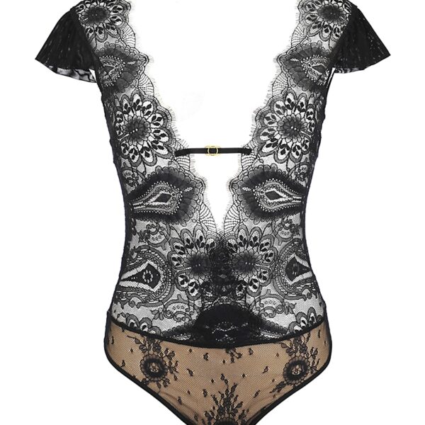 Body tulle et dentelle noir V-9900 – Axami