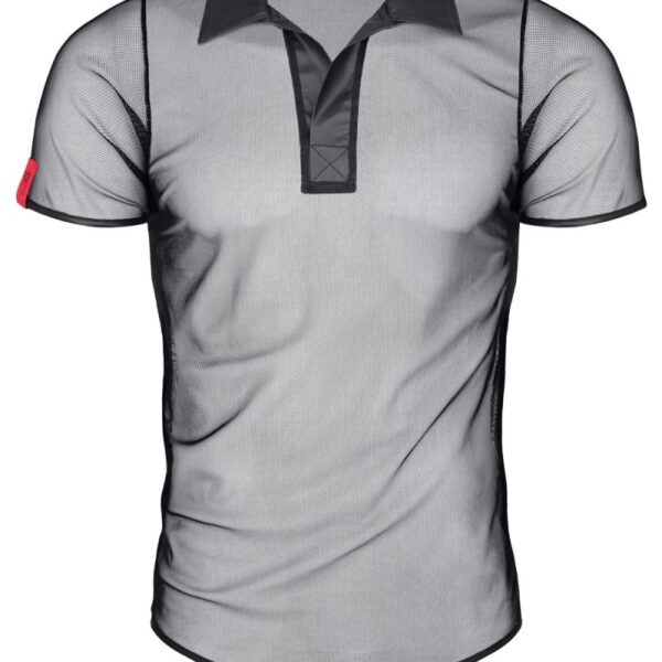 Polo en maille noire transparente – Regnes