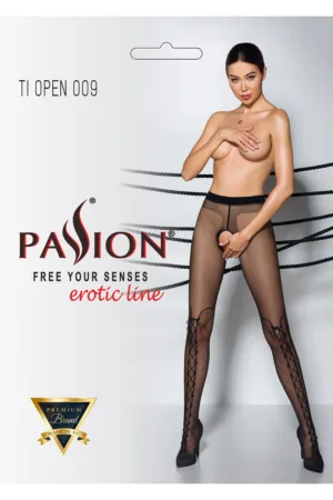 Collants ouverts TI009 20 deniers – noir - 94edenstreet.com - sexshop en ligne