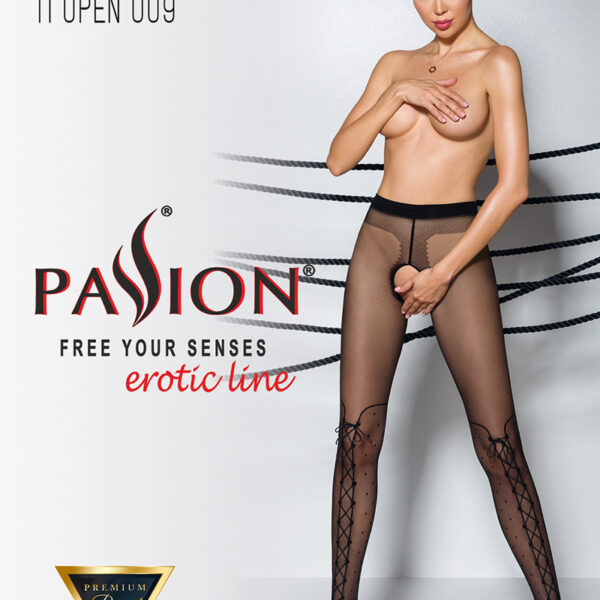 Collants ouverts TI009 20 deniers – noir