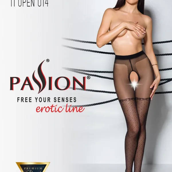 Collants ouverts TI014 20 deniers – noir