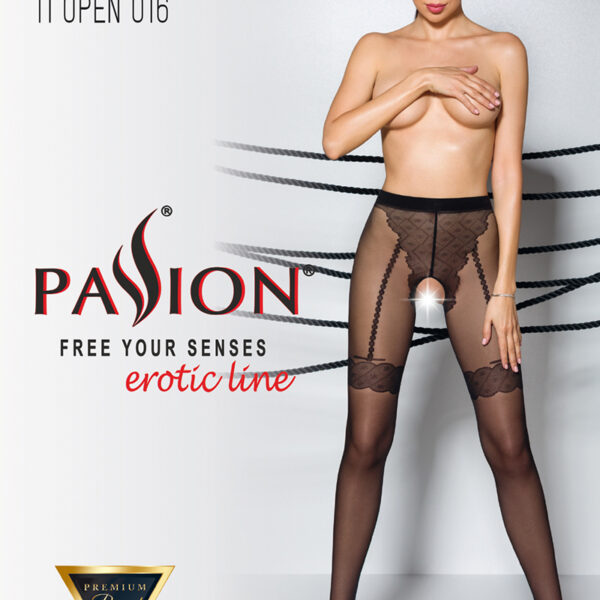 Collants ouverts TI016 20 deniers – noir