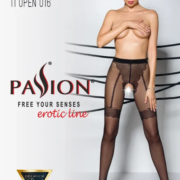 Collants ouverts TI016 20 deniers – noir