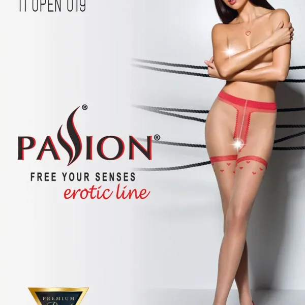Collants ouverts TI019 20 deniers – rouge