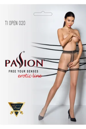 Collants ouverts TI020 20 deniers – beige - 94edenstreet.com - sexshop en ligne