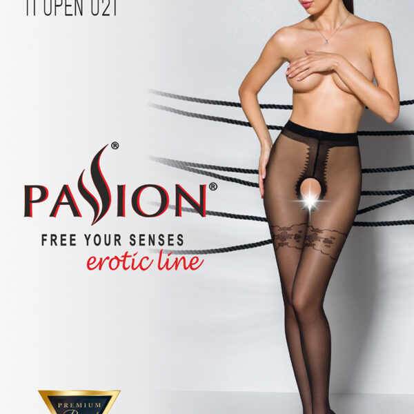 Collants ouverts TI021 20 deniers – noir