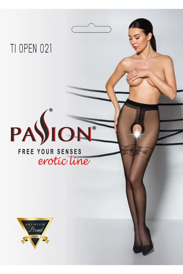 Collants ouverts TI021 20 deniers – noir - 94edenstreet.com - sexshop en ligne
