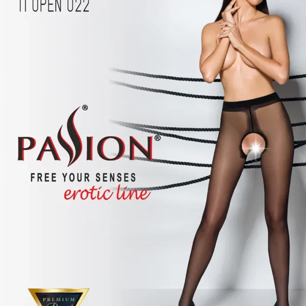 Collants ouverts couture TI022 – noir
